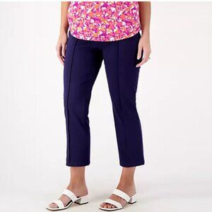 Denim & Co. Knit Easy Flex Twill Crop Kick Pants - XL - Navy